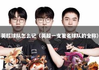 英超球队怎么记（英超一支著名球队的全称）
